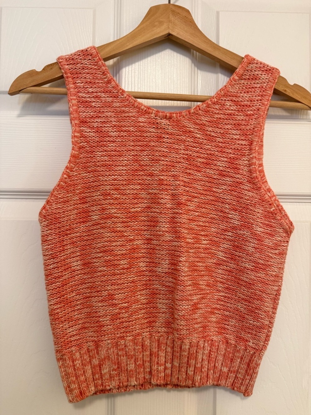 EUC O'Neill Marled Knit Coral Button-Front Cropped Tank Top - Picture 2 of 4